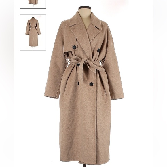 Oversized double breasted wool trench coat - Picture 2 of 11